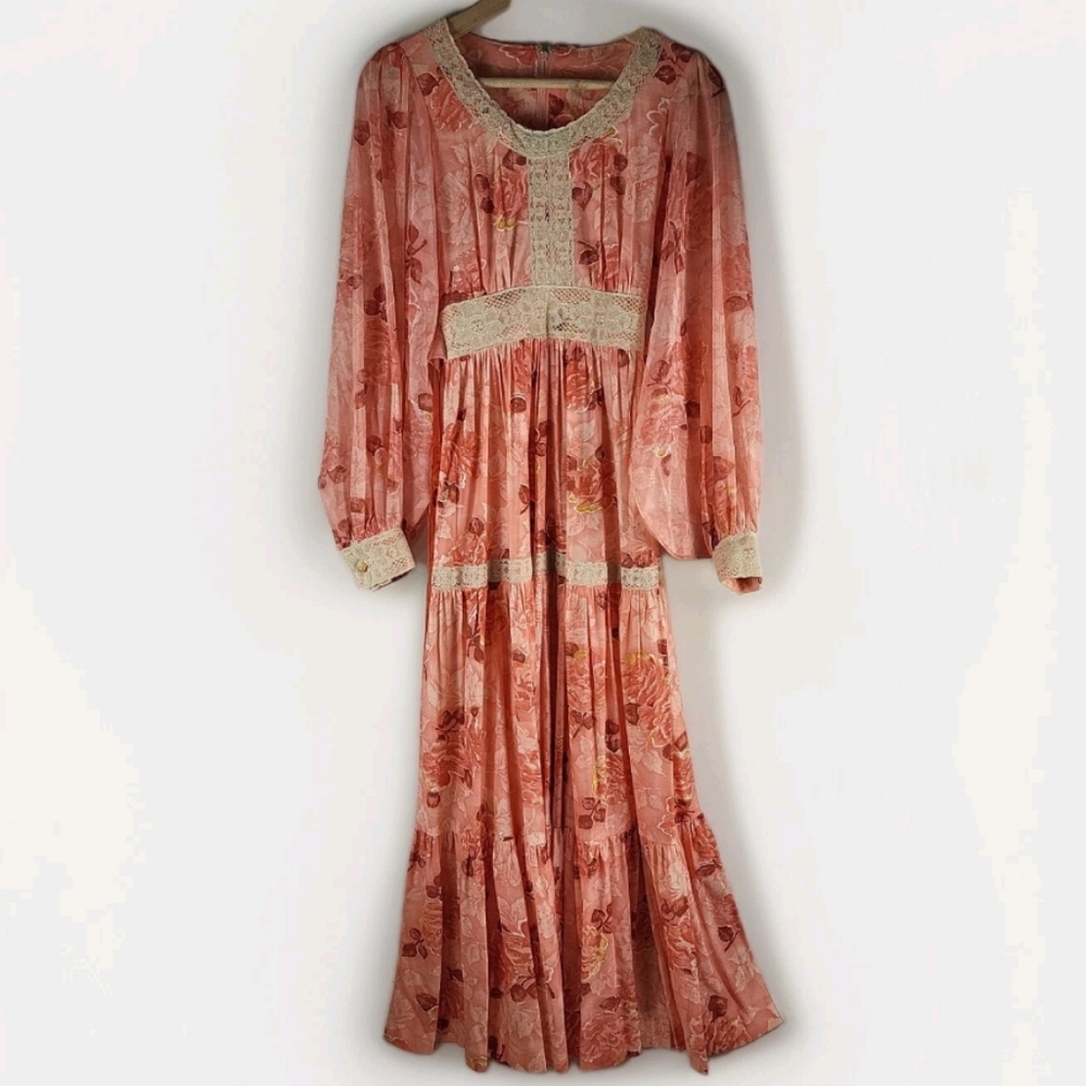 Vintage Floral Long Dress Gunne Sax Inspired